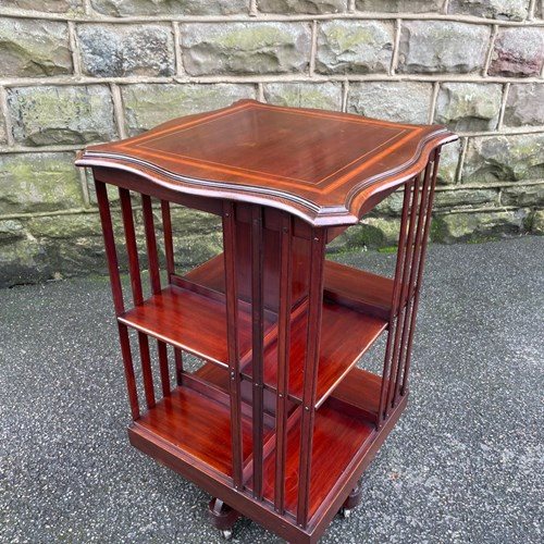Antique Inlaid Mahogany Revolving Library Bookcase