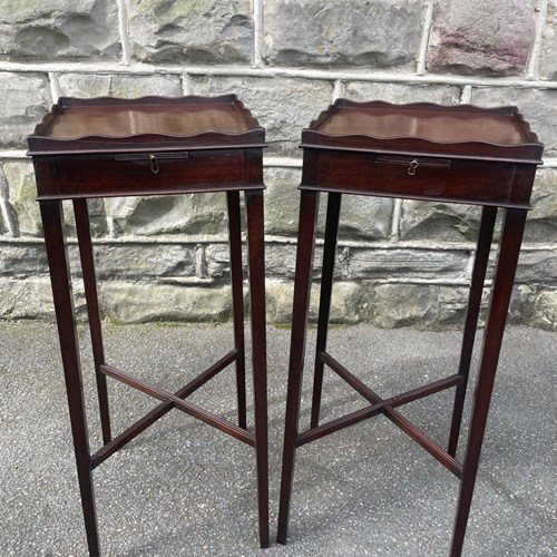 Pair Antique Mahogany Bedside Tables Kettle Stands