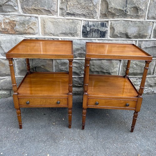 Pair Quality Walnut Bedside Tables Lamp Tables