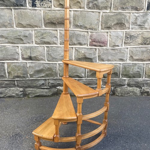 Vintage Beech Spiral Library Steps