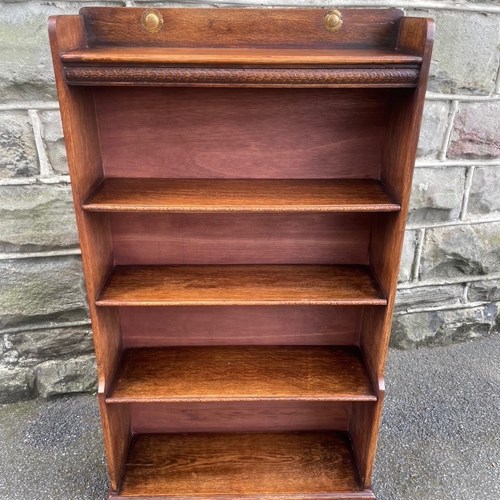 Antique Golden Oak Open Bookcase Bookshelves