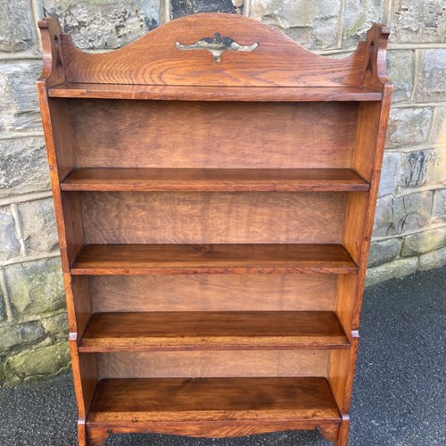 Antique Golden Oak Open Bookcase Bookshelves