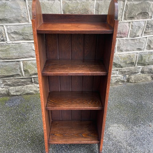 Arts & Crafts Slim Oak Open Bookcase Bookshelf