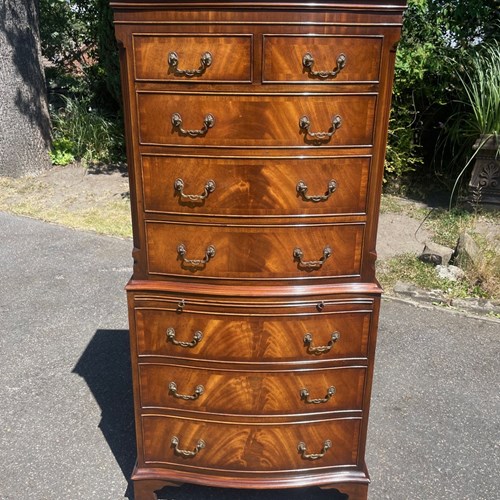 Quality Walnut Chest On Chest Tallboy