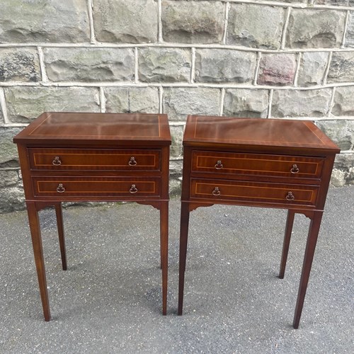 Pair Antique Mahogany 2 Draw Bedside Tables