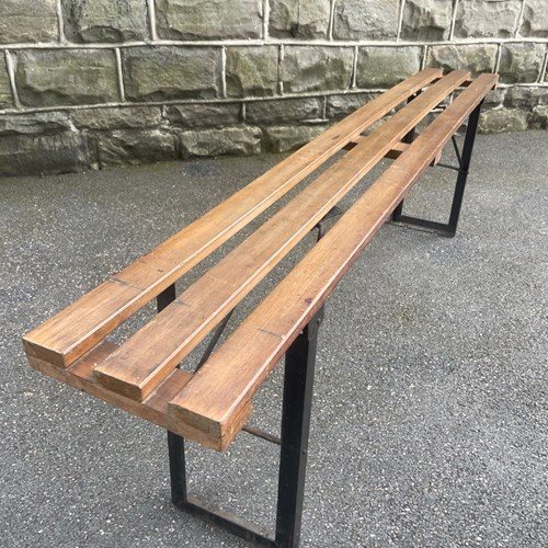 Antique Slatted Pine Folding Bench