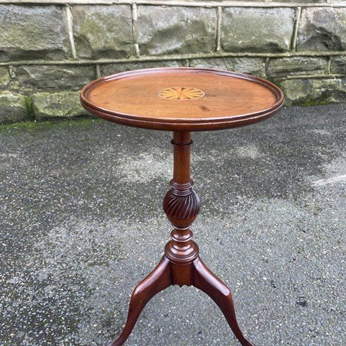 Antique Inlaid Mahogany Tripod Wine Table Coffee Table