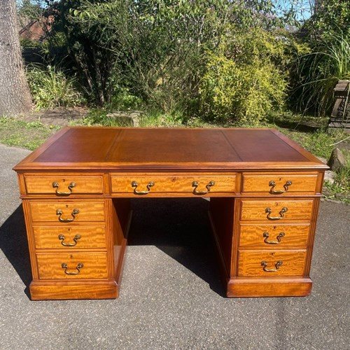 Antique Walnut 5Ft Pedestal Writing Desk