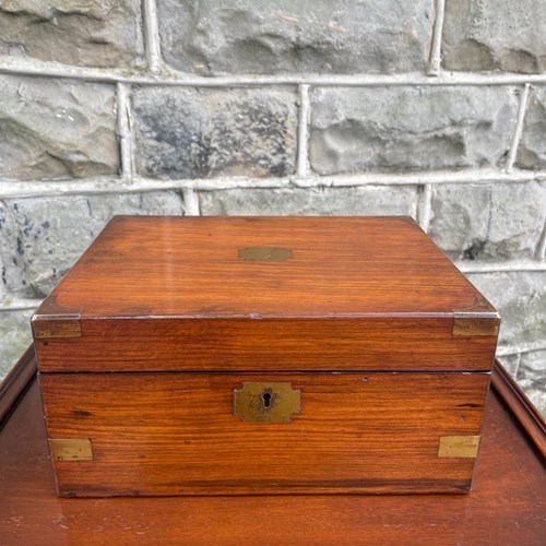 Antique Brass Bound Walnut Writing Slope Writing Box
