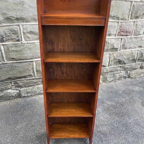 Arts & Crafts Slim Oak Open Bookcase Bookshelf