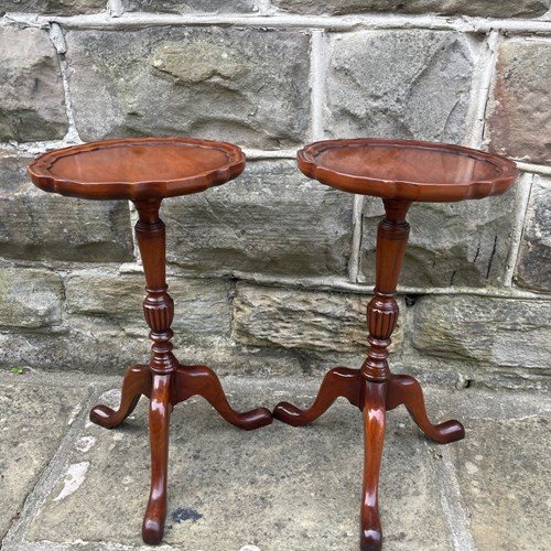 Quality Pair Mahogany Tripod Wine Tables