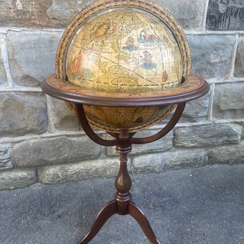 Vintage  Walnut Terrestrial Library Globe On Stand