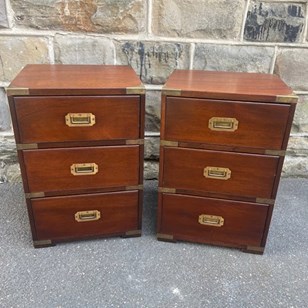 Pair Brass Bound Mahogany Military ...