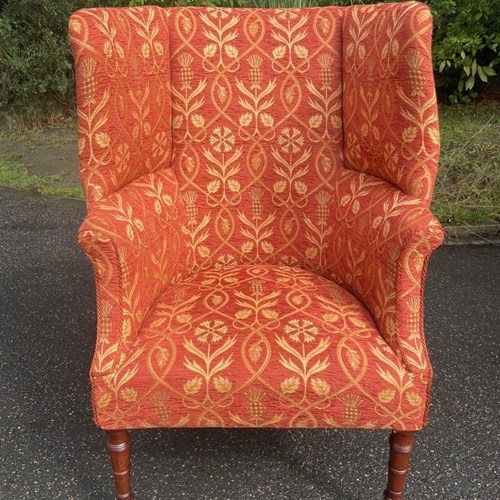 Antique Barrel Back Wing Armchair