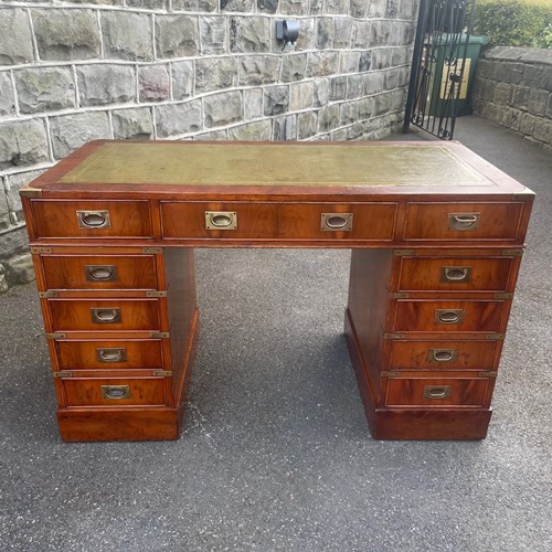 Quality Vintage Military Campaign Pedestal Desk