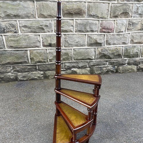 Vintage Mahogany Spiral Library Steps