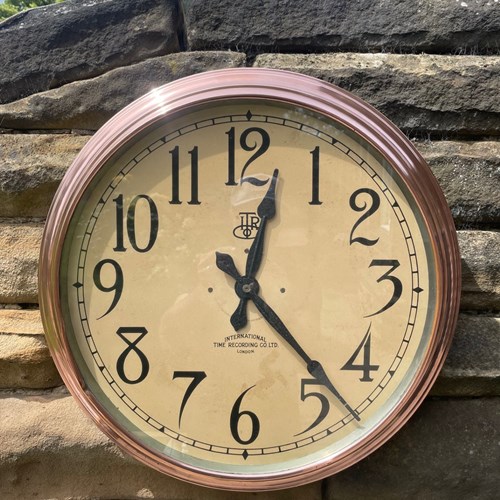 Large Antique 22 " Copper ITR Industrial Factory Clock
