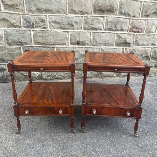 Pair Mahogany 2 Tier Bedside Tables