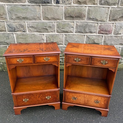 Pair Burr Walnut Bedside Tables Bedside Cabinets