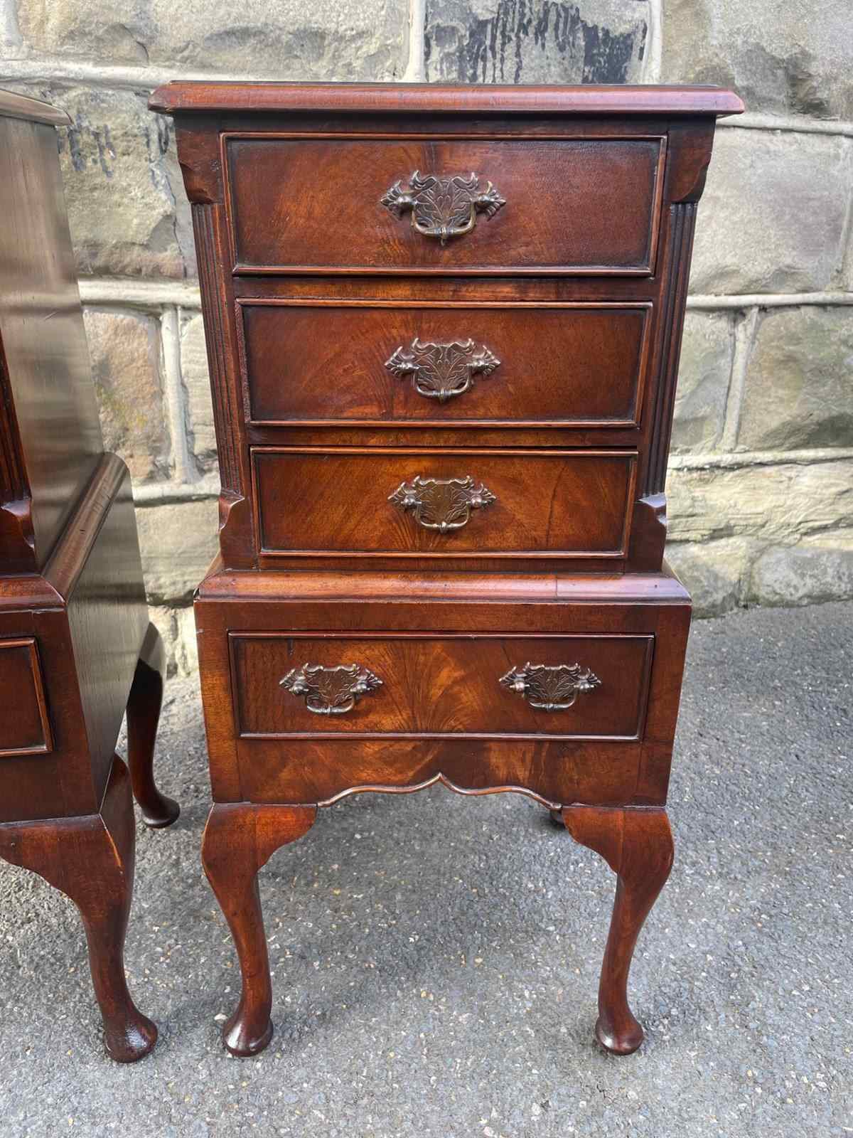 Drawn Rag Pair Walnut 4 Draw Bedside Chests Bedside Tables Bedside Chest - The ...