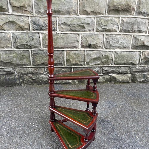 Vintage Mahogany Spiral Library Steps