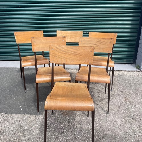 Set 6 Vintage 1960'S Bentwood Stacking Kitchen Cafe Chairs