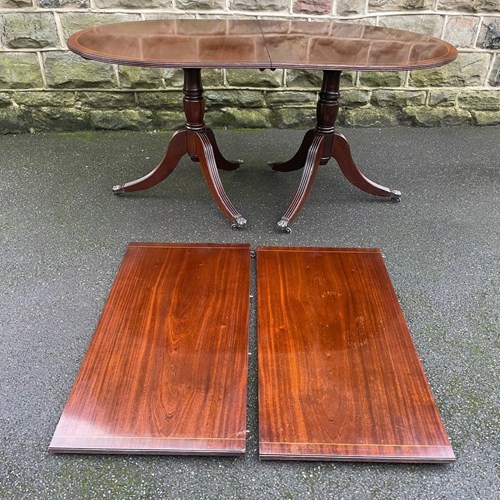 Antique Mahogany Twin Pillar Extending Dining Table 10 Seater