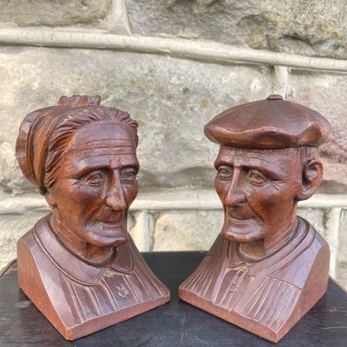 Pair Carved Book Ends By J Alberdi