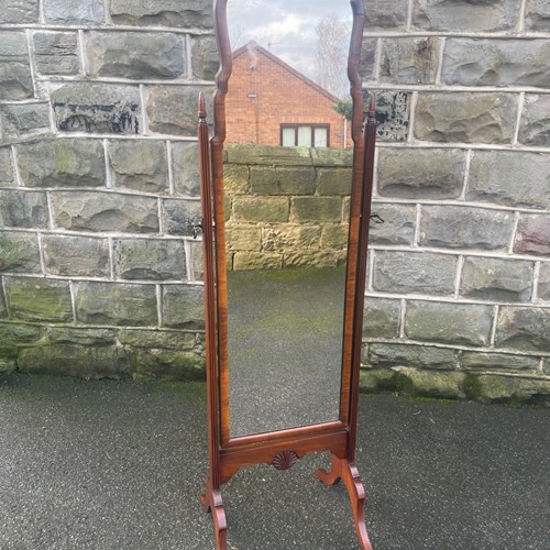  Antique Walnut Cheval Dressing Mirror