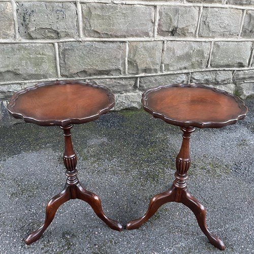 Pair Antique Walnut Tripod Wine Tables