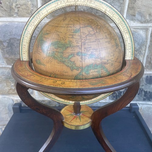 Vintage Walnut Terrestrial Library Globe On Stand