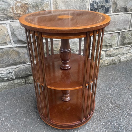 Antique Inlaid Mahogany Revolving Library Bookcase