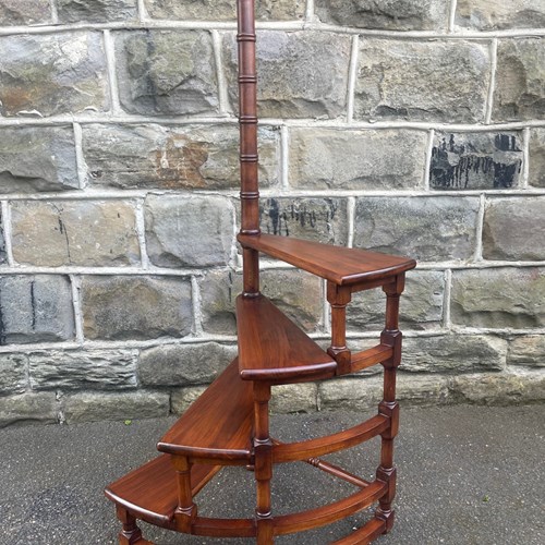 Vintage Mahogany Spiral Library Steps