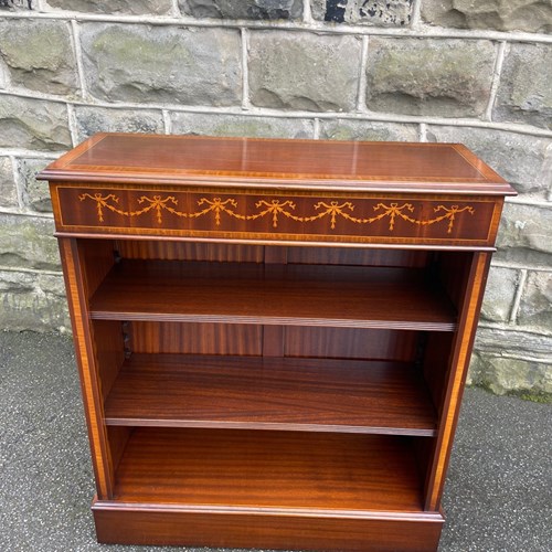 Quality Inlaid Mahogany Open Library Bookcase