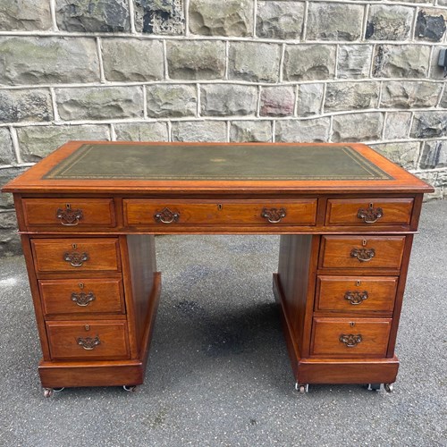 Antique Walnut Pedestal Writing Desk