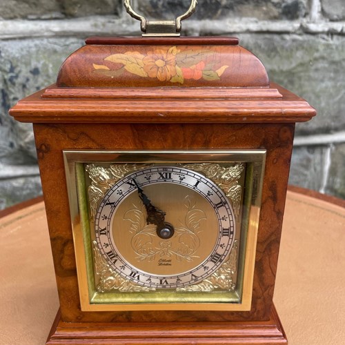 Quality Inlaid Walnut Mantle Clock By Elliott London