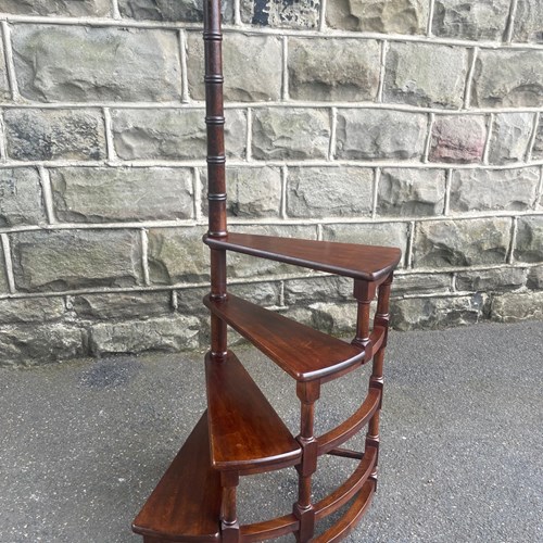 Vintage Mahogany Spiral Library Steps