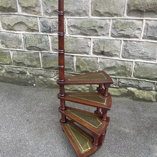 Vintage Mahogany Spiral Library Steps