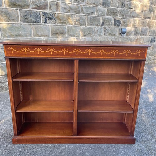 Quality Inlaid Mahogany Open Library Bookcase