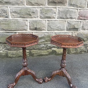Pair Quality Mahogany Gallery Top T...