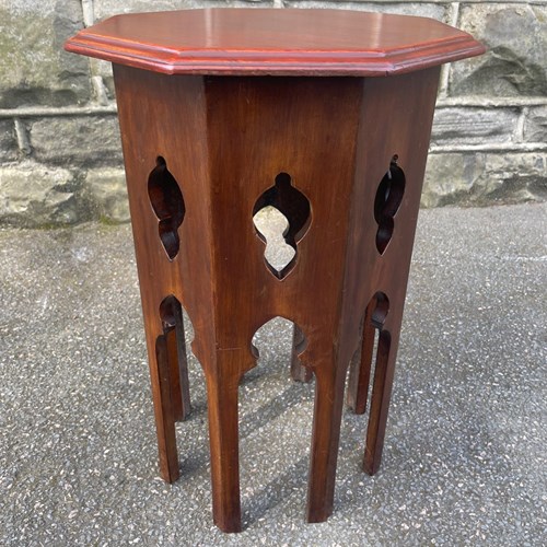 Arts & Crafts Walnut Moorish Style Side Table