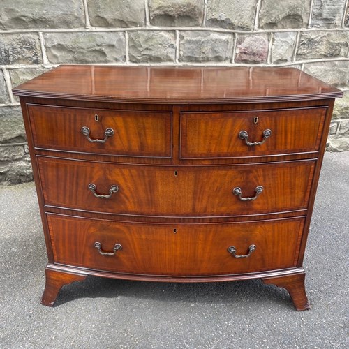 Antique Inlaid Mahogany Bow Front Chest Drawers