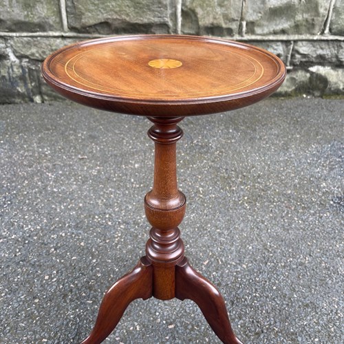 Antique Inlaid Mahogany Tripod Wine Table Coffee Table