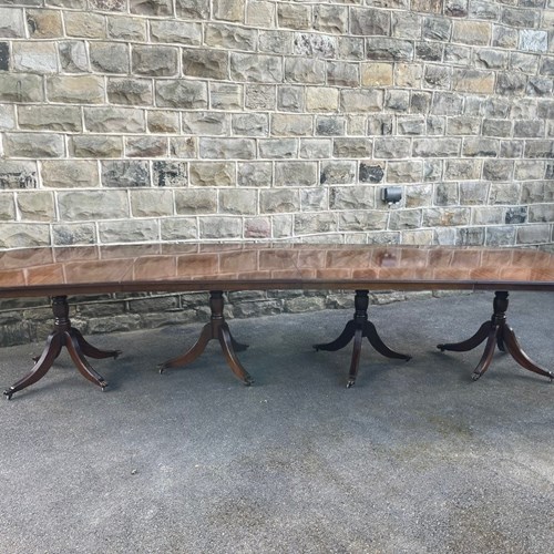 Quality Mahogany 13Ft Extending 4 Pillar Dining Table