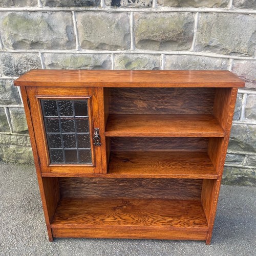 Antique Golden Oak Open Bookcase Bookshelf