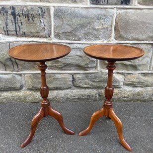 Pair Antique Mahogany Tripod Wine T...