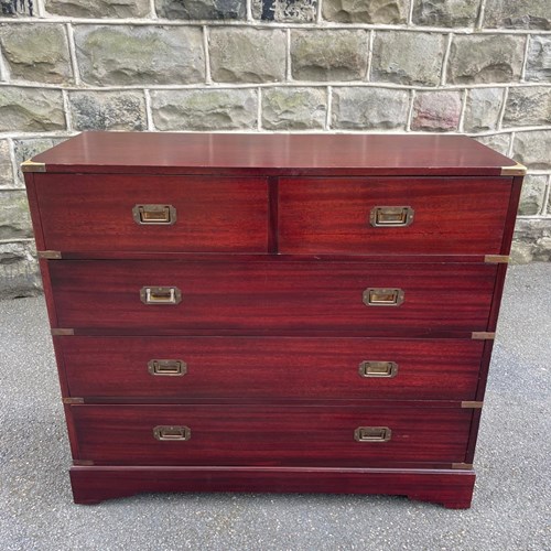 Quality Mahogany Brass Bound  Chest Of Drawers