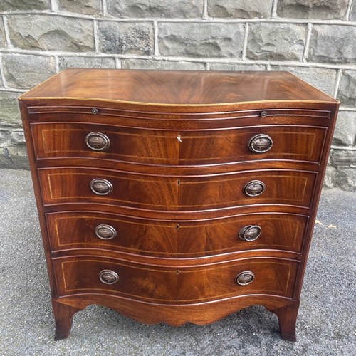 Antique Quality Mahogany Serpentine Chest Of Drawers