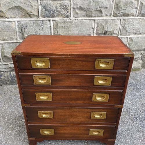 Brass Bound Mahogany Military Campaign Chest Draws