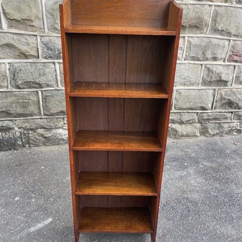 Arts & Crafts Slim Oak Open Bookcase Bookshelf